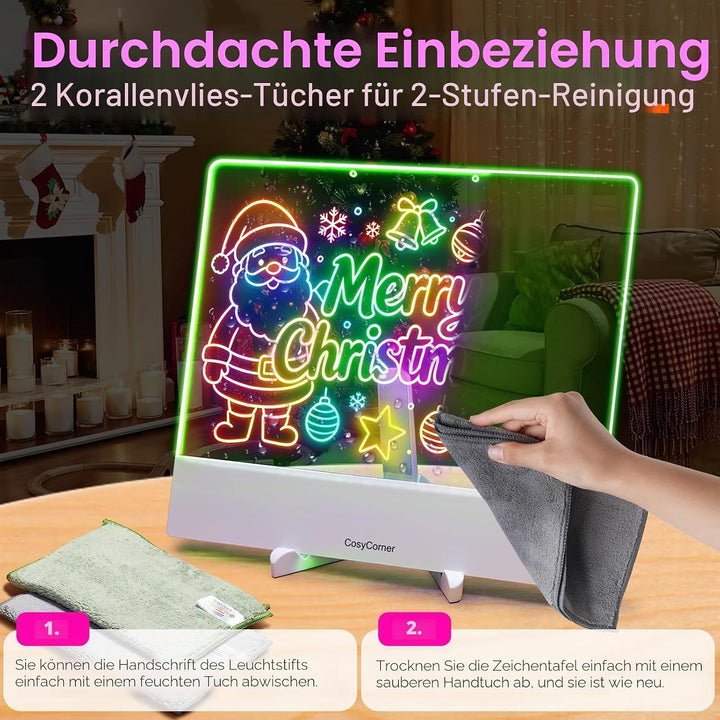 LED-Zeichenbrett für Kinder – Doodle Glow Notiztafel mit Farben, wiederaufladbares Acryl trocken abw