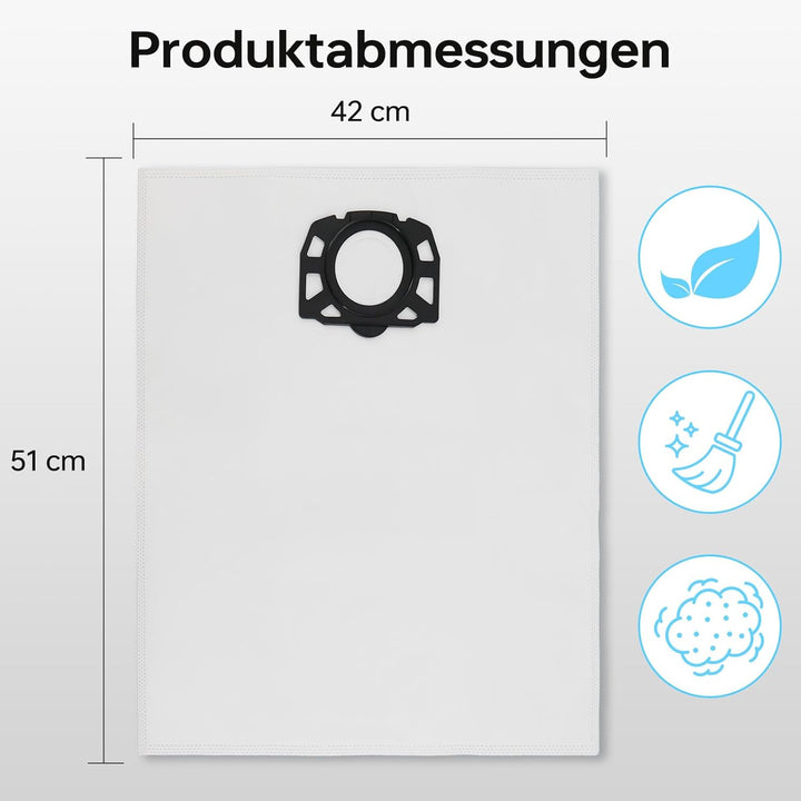 Fishoney 10 Stück KFI 487 Staubsaugerbeutel für Kärcher WD4 WD5 WD6 WD5P WD6P MV4 MV5 MV6 Vliesfilte