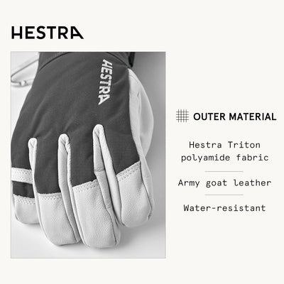 HESTRA Army Leather Heli Skihandschuh - Klassischer 5-Finger-Schneehandschuh zum Skifahren, Snowboar