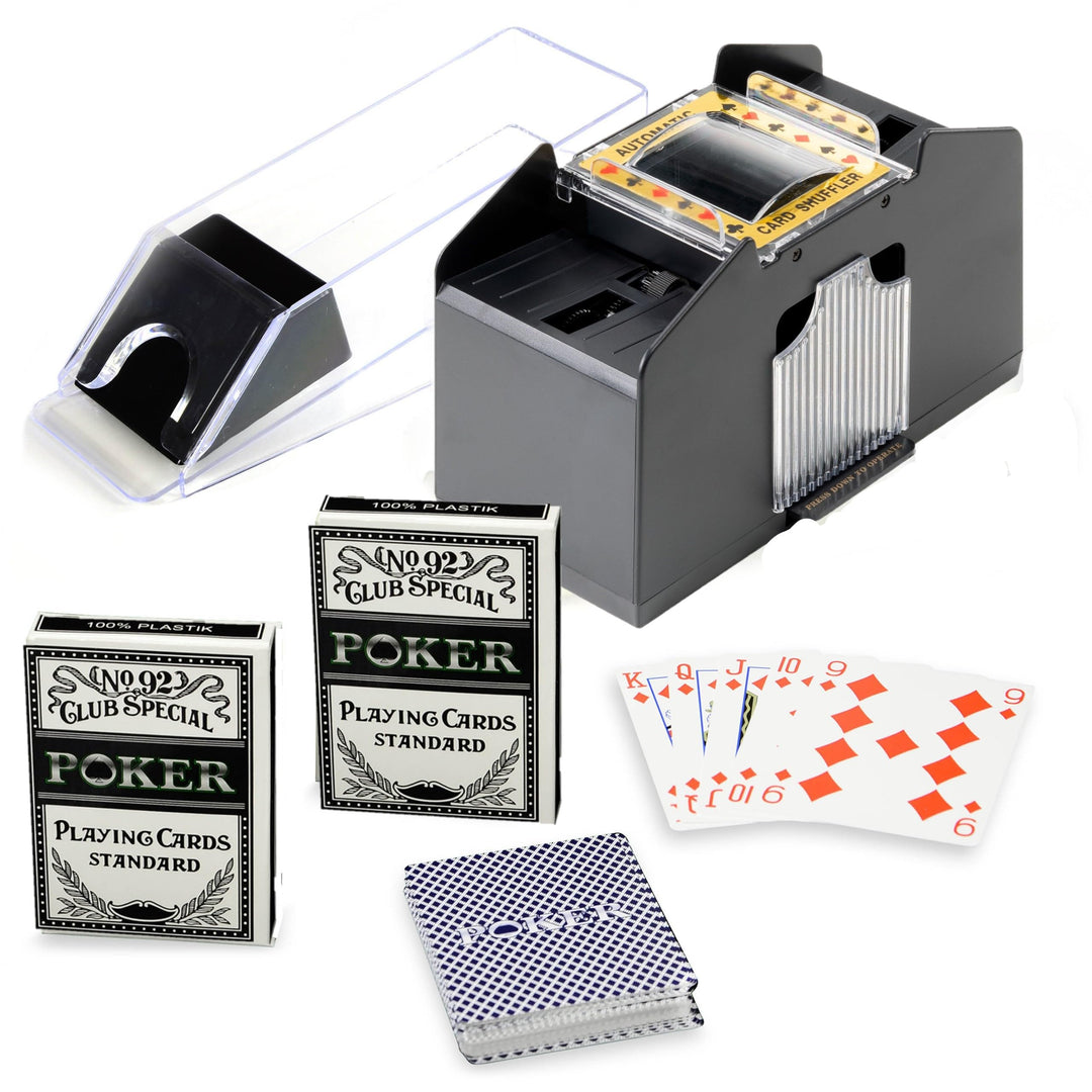 Nexos Trading Pokerzubehör 3er-Set Kartenmischer Kartengeber Bundle mit 2 Kartendecks 87 x 61 mm Pok