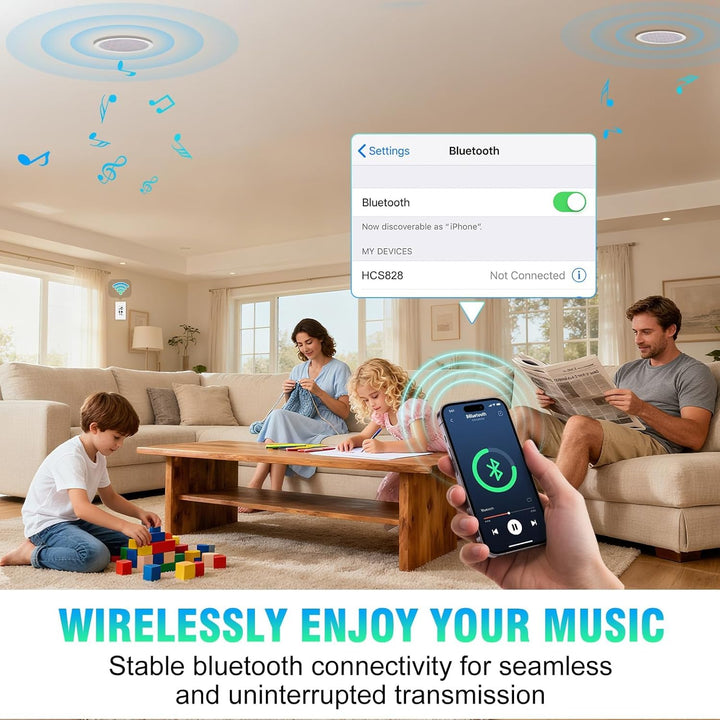 STUDIOFINIX 6,5-Zoll-Bluetooth-Deckenlautsprecher, maximal 300 Watt Leistungsaufnahme für Innenberei