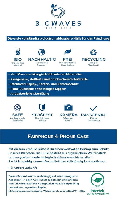 BIOWAVES Hülle Handyhülle Schutzhülle Hardcase Case Cover für Fairphone 4, aus biologisch abbaubaren