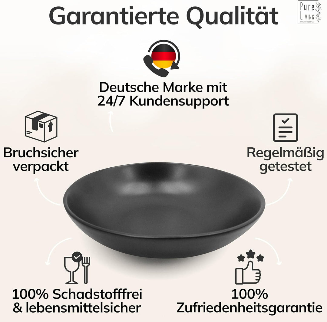 Steingut Suppenteller 6 Pers. Manhattan Hochwertiges Urban Style TEST SEHR GUT Tiefe Teller Set- Kra