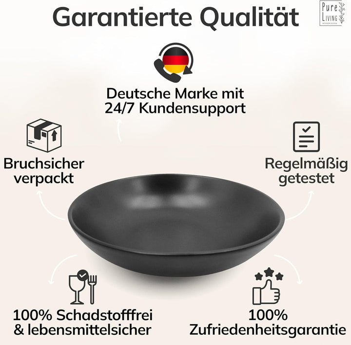 Steingut Suppenteller 6 Pers. Manhattan Hochwertiges Urban Style TEST SEHR GUT Tiefe Teller Set- Kra
