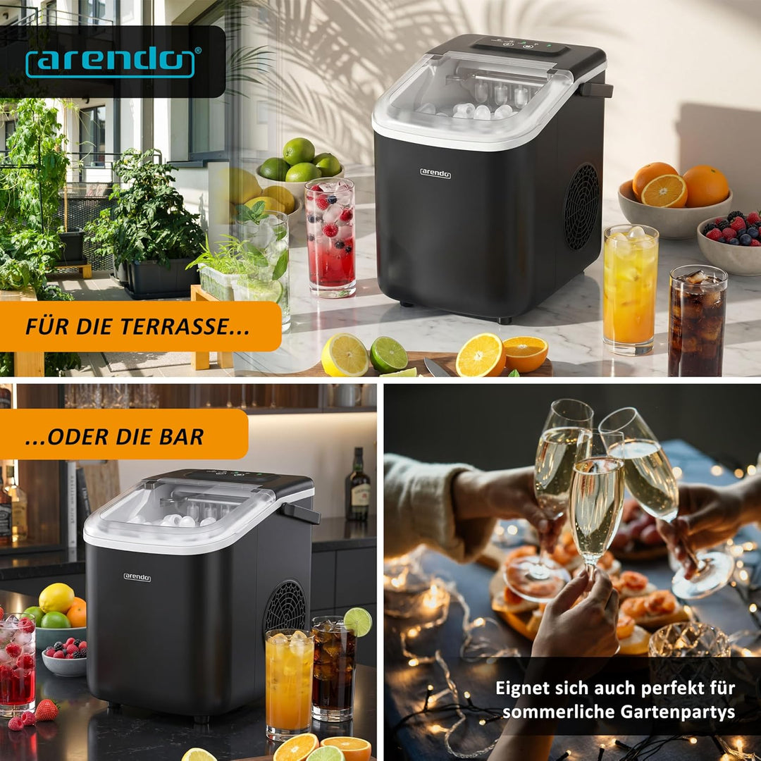 Arendo - Eiswürfelmaschine klein – max. 12 kg Eis pro Tag – 2 Grössen grosse Würfel und kleine Würfe