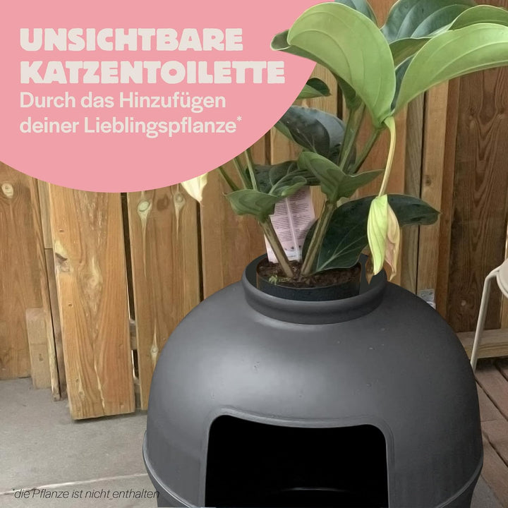 RHRQuality Katzentoilette Flower XXL unsichtbare Katzenklo mit Deckel 51Ø x 55cm (Grau), Grau
