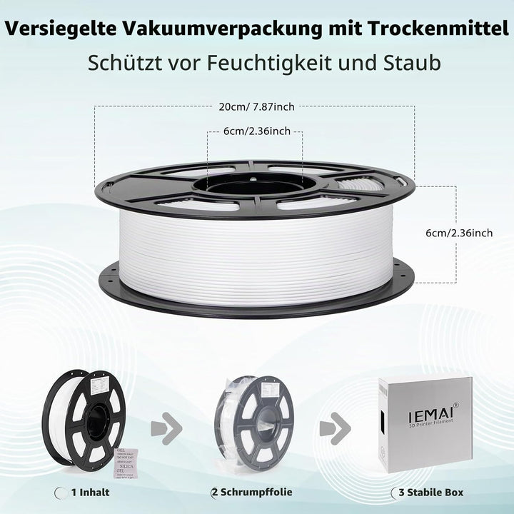IEMAI PETG Filament 1.75mm 1Kg, Schneeweiss PETG 3D Drucker Filament, Kompatibel mit Bambu Lab, AMS,