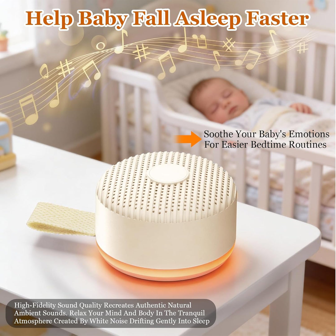 White Noise Machine, Tragbare Soundmaschine mit 24 Beruhigende Geräuschen, 4-Timer & Memory-Funktion