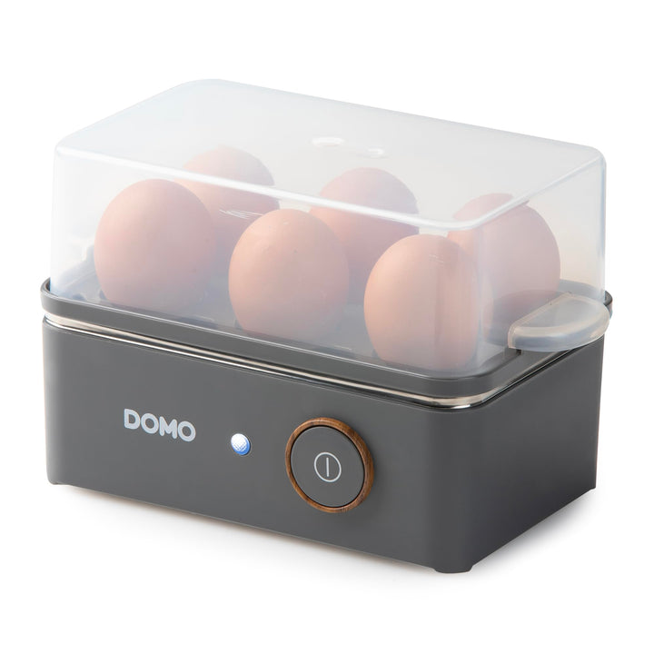 DOMO DO9283EK Eierkocher für zu 6 Eier - 'Wood You' Serie - 400W - Mattgrau Grey, Grey