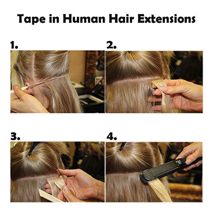 SEGO Tape Extensions Echthaar GEWELLT 14zoll/35cm 20 Stück Klebeband Haarverlängerung 100% Remy Haar