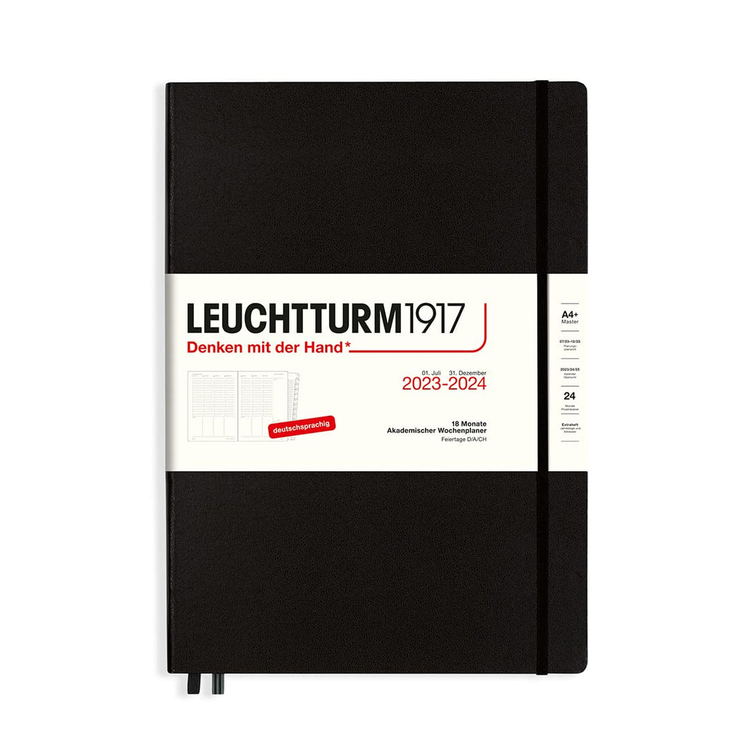 LEUCHTTURM1917 367544 Akademischer Wochenplaner Master (A4+) 2024, 18 Monate, Schwarz, Deutsch Schwa