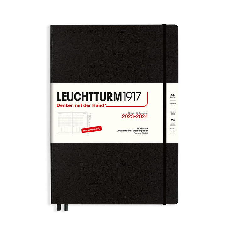 LEUCHTTURM1917 367544 Akademischer Wochenplaner Master (A4+) 2024, 18 Monate, Schwarz, Deutsch Schwa