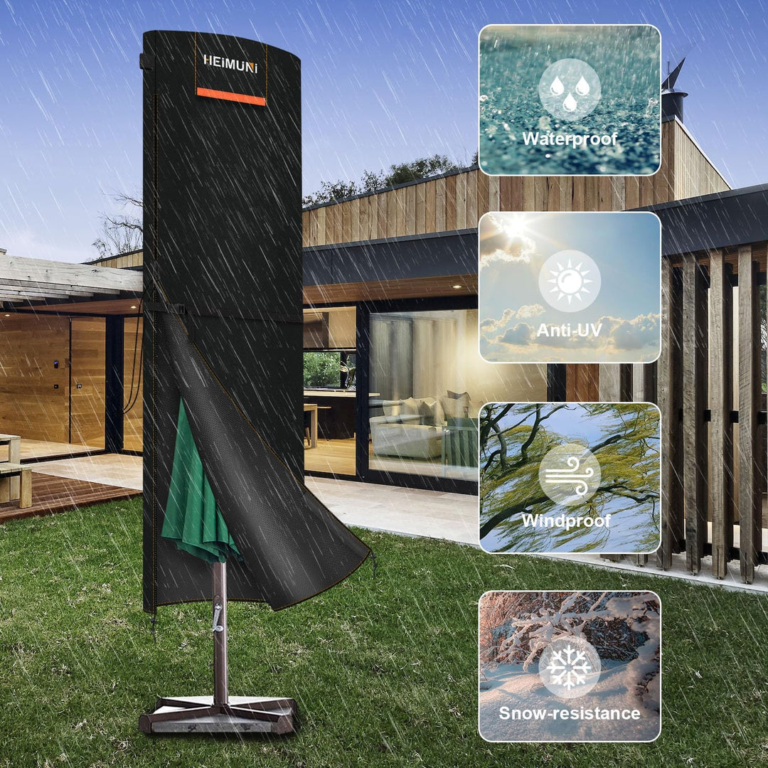 HEIMUNI Schutzhülle Sonnenschirm, Ampelschirm Schutzhülle für Ø 2-4.2m, Abdeckung für Sonnenschirm m