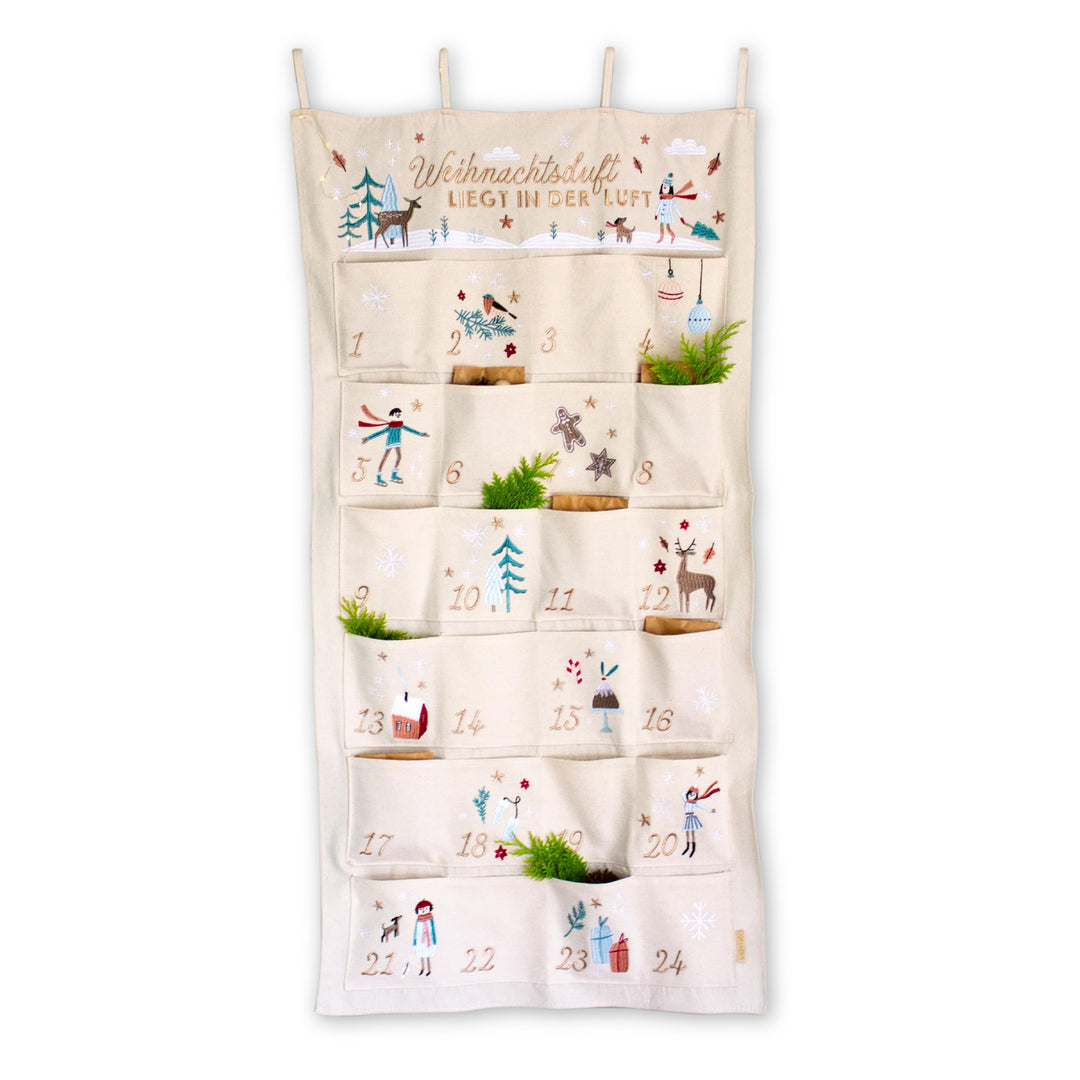 Papierdrachen Adventskalender 2025 - als Wandkalender - Cheerful Christmas - beige - hochwertig best
