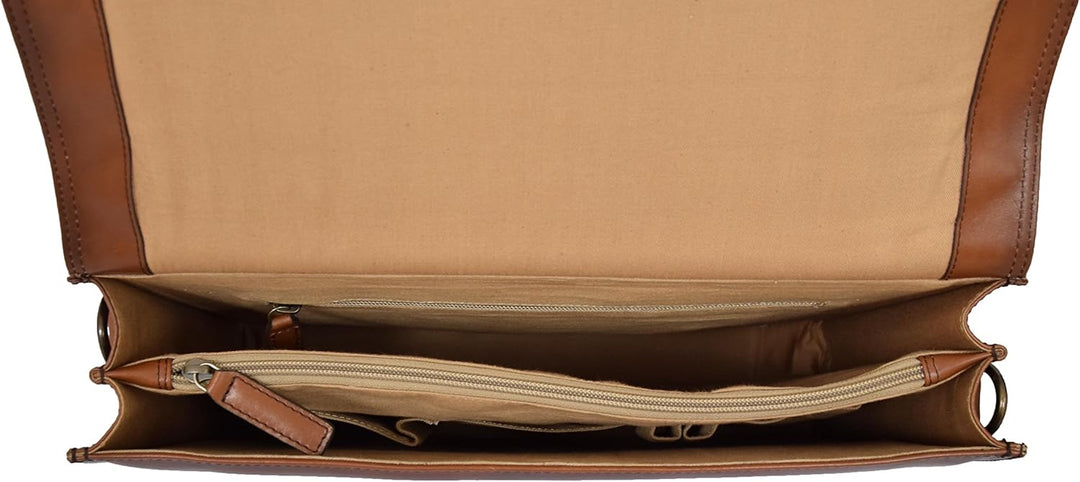 A1 FASHION GOODS Herren Aktentasche Italienisches Leder Soft-Slim-Tasche Antike Vintage Hellbraun Ge