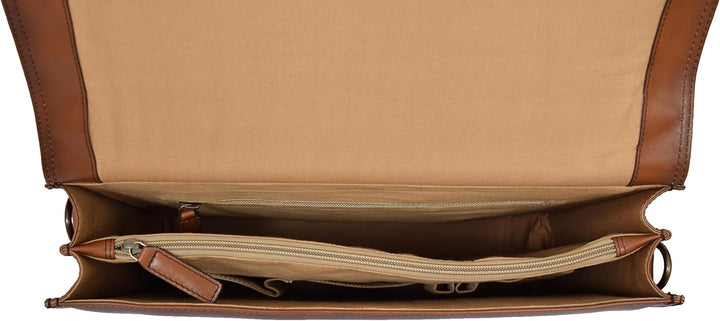 A1 FASHION GOODS Herren Aktentasche Italienisches Leder Soft-Slim-Tasche Antike Vintage Hellbraun Ge