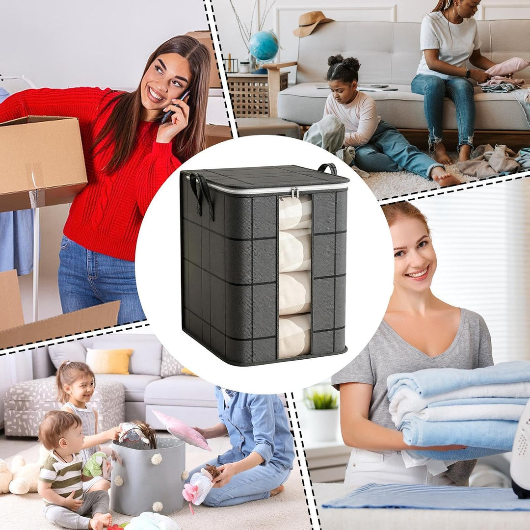 Spacious Moving Storage Bag - Zippered Foldable Closet Organizer Box Extra large, Extra large