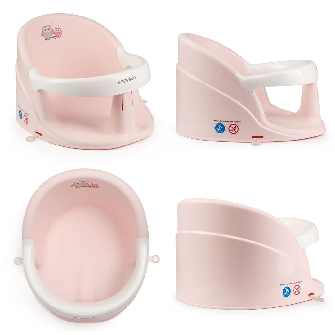 BABYLON Nemo Baby Badewannensitz, Antirutsch-Saugnäpfe, 6M+, Rosa-Weiss | bequemlichkeit beim Baden