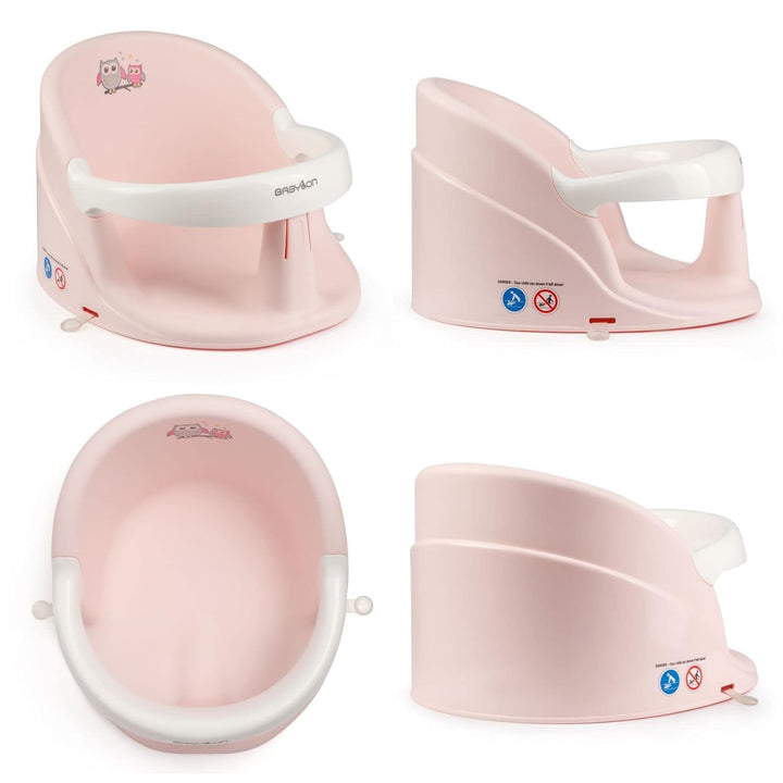 BABYLON Nemo Baby Badewannensitz, Antirutsch-Saugnäpfe, 6M+, Rosa-Weiss | bequemlichkeit beim Baden