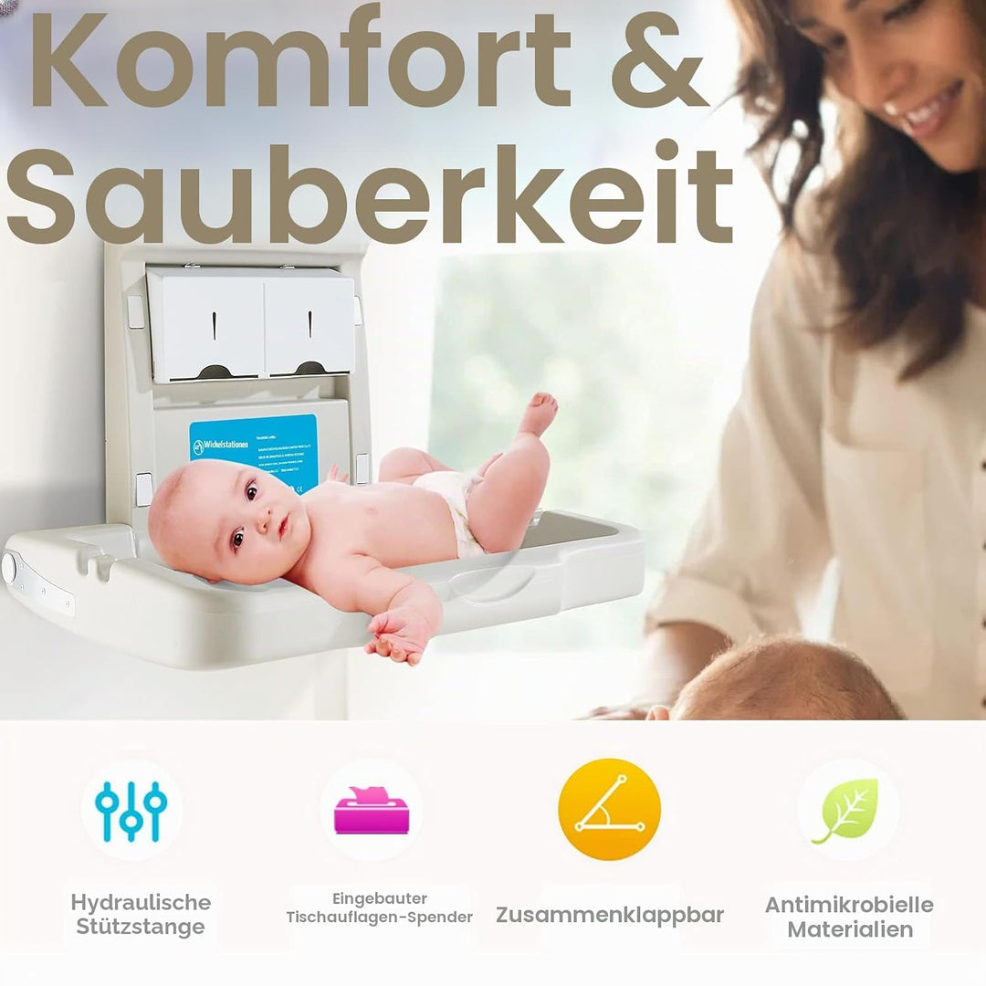 Wickeltisch, Horizontale Wickelkommode Mit Schild, Wandmontierte Wickelkommode Mit Sicherheitsgurt,