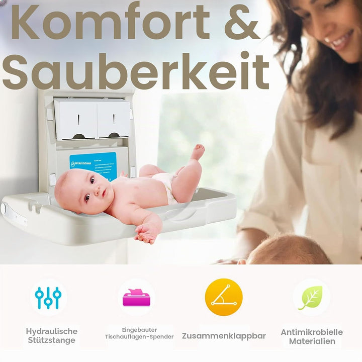 Wickeltisch, Horizontale Wickelkommode Mit Schild, Wandmontierte Wickelkommode Mit Sicherheitsgurt,