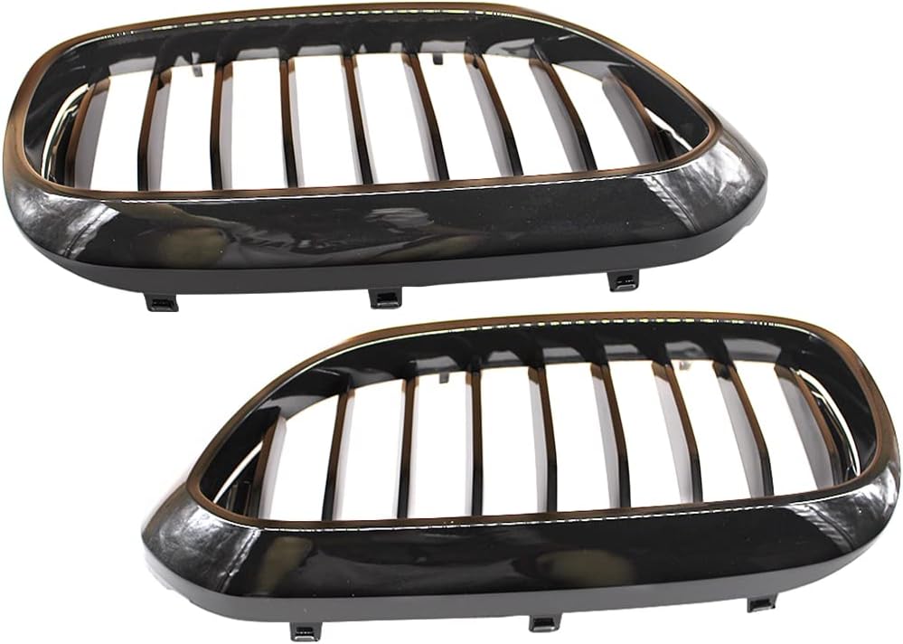 HZTWFC 1 Paar Kühlergrill glänzend schwarz einzelne Lamelle Frontstossstangengrill vorderer Nierengr