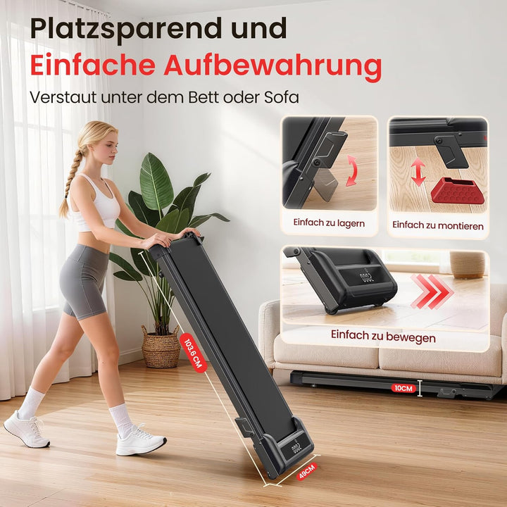HomeFitnessCode Walking Pad für Zuhause mit Neigung - Laufband Laufpad Steigung Klein Walkpad Untert