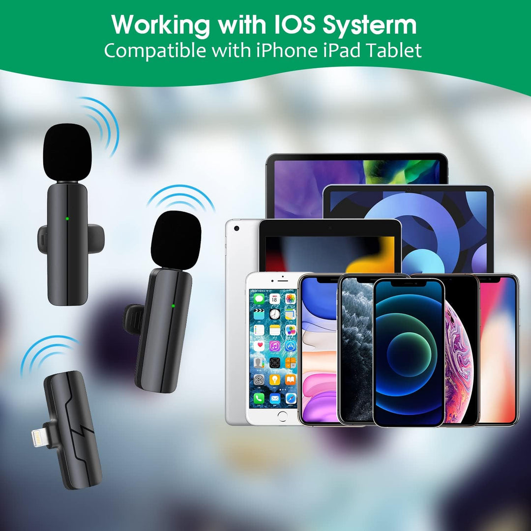 Professionelles kabelloses Lavalier-Ansteckmikrofon für iPhone/iPad – Mini-Clip-Mikrofon für Videoau