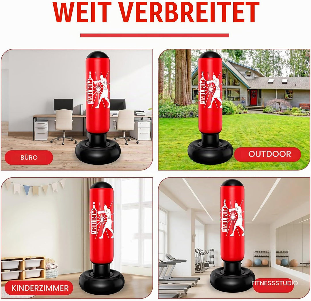 Boxsack für Kinder 6–12 Jahre, 160 cm Standboxsack aufblasbar – Boxsack Kinder Stehend für Boxen ，Ta