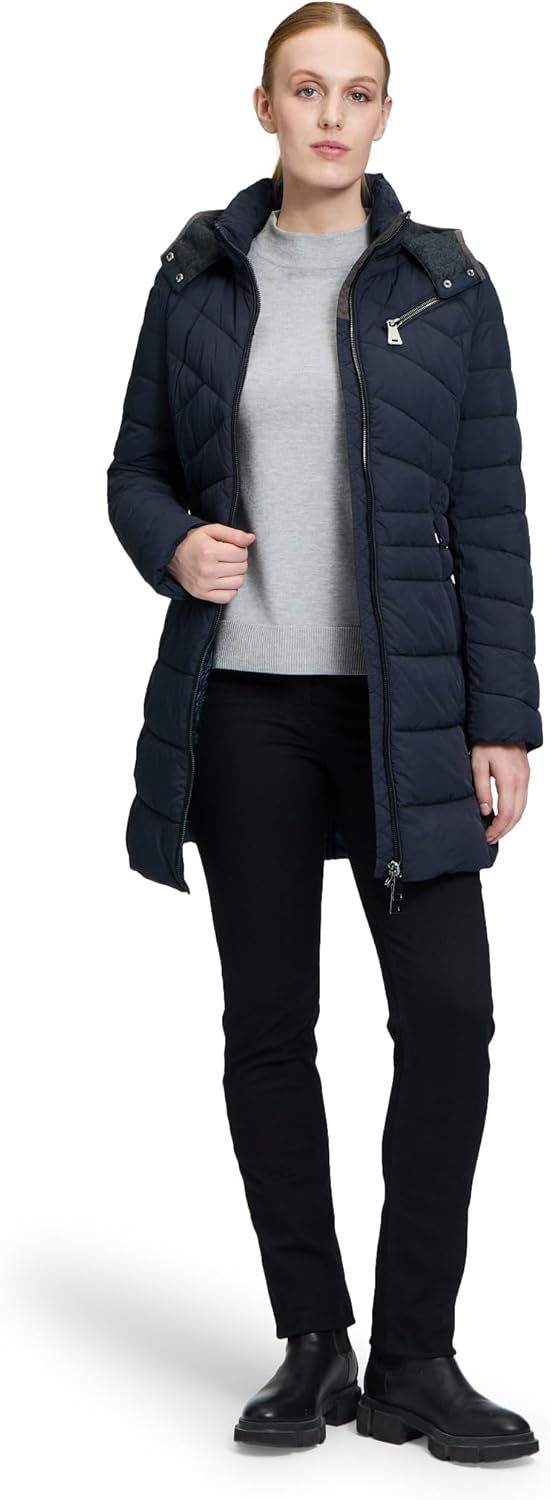 Gil Bret Damen Steppmantel mit Abnehmbarer Kapuze 38 Blau, 38 Blau