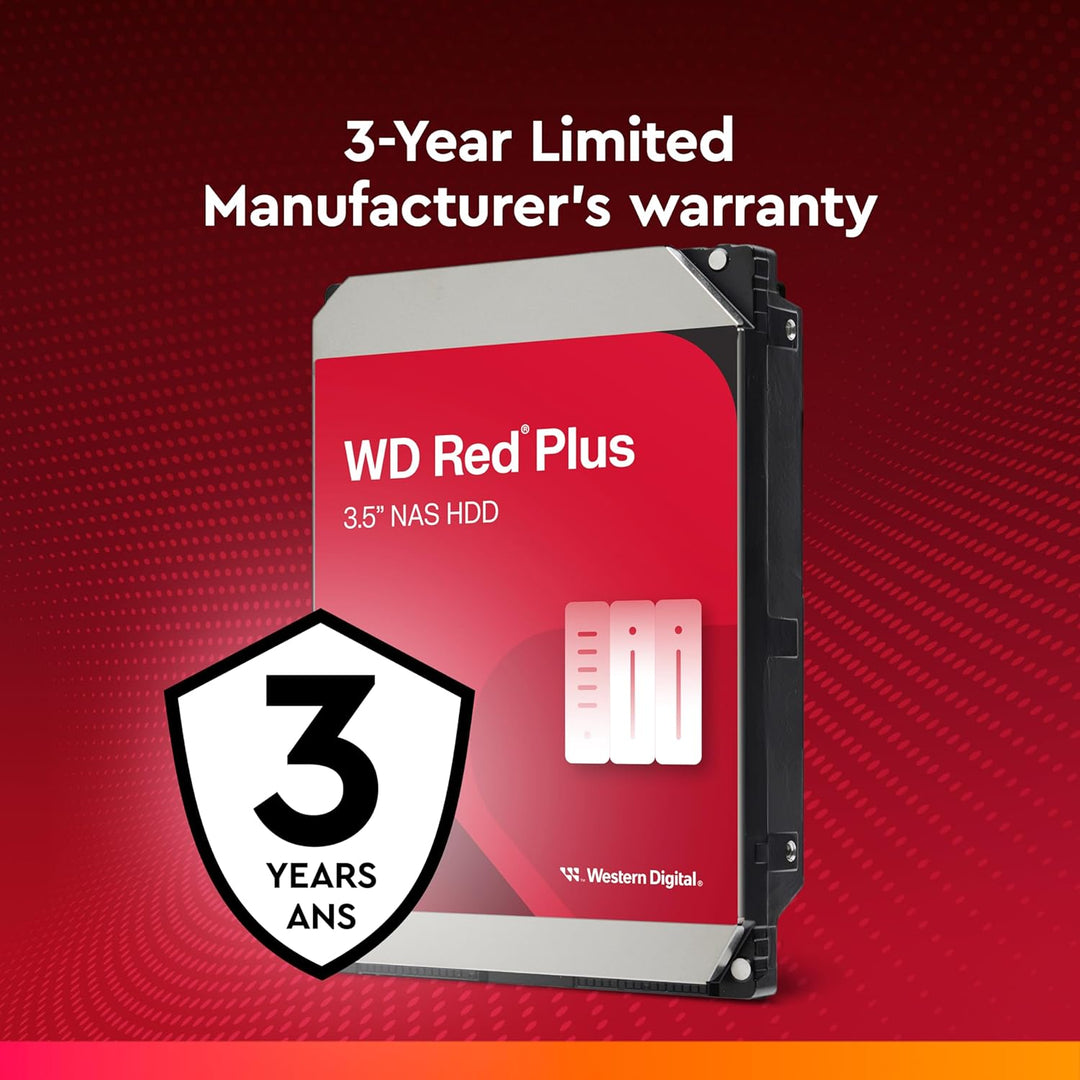 WD Red Plus interne Festplatte NAS 2 TB (3,5 Zoll, Workload-Rate 180 TB/Jahr, 5.400 U/min, 64 MB Cac