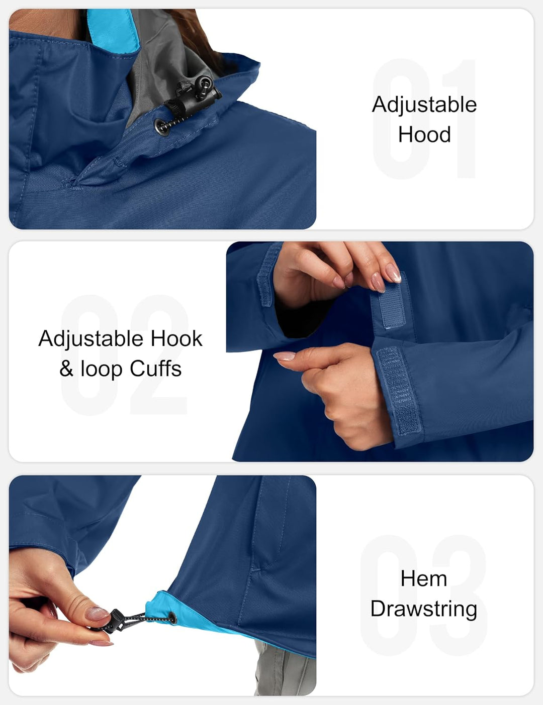 Little Donkey Andy Damen wasserdichte Regenjacke Leichte atmungsaktivem Regenjacke für Outdoor-Windb