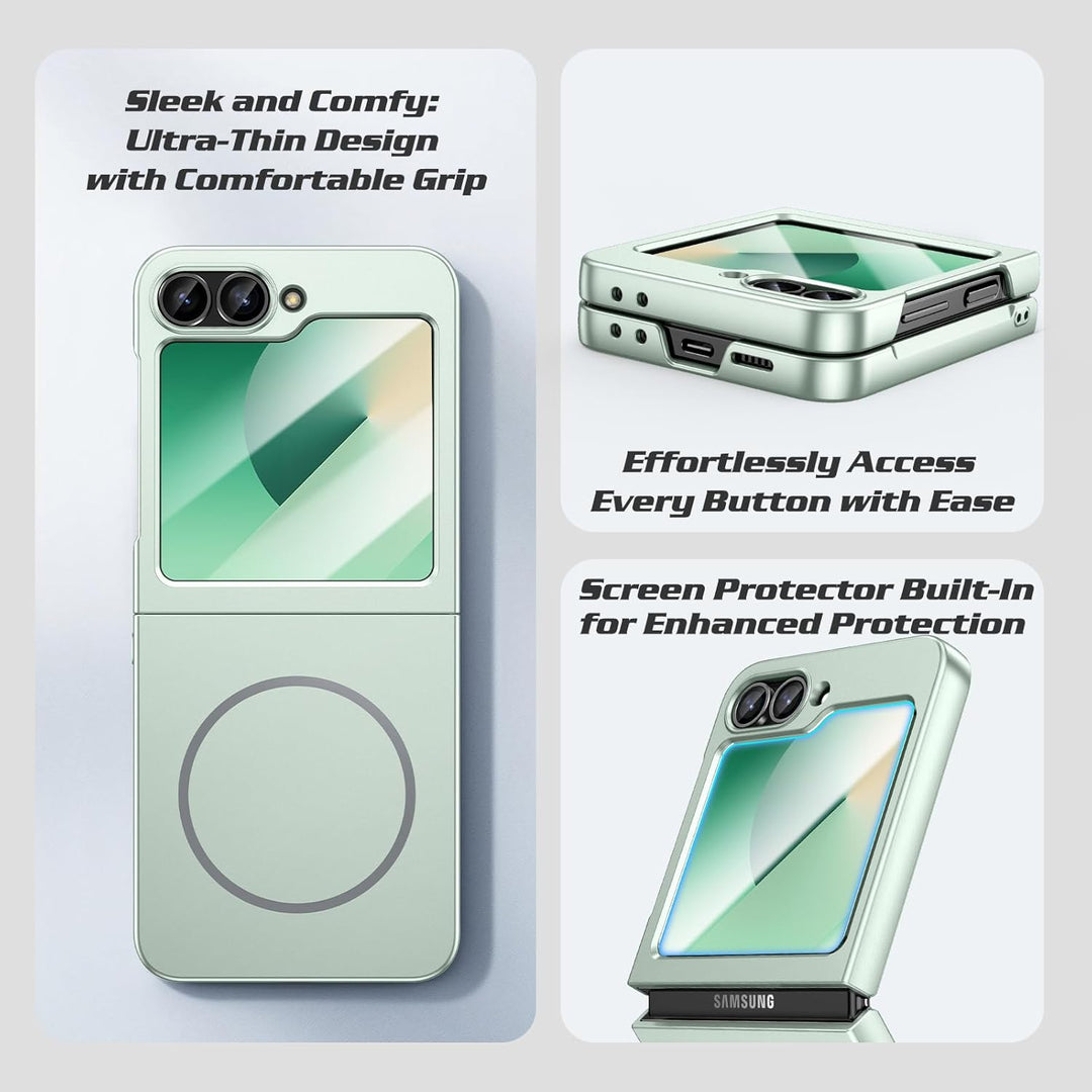 Doeshine für Samsung Galaxy Z Flip 7 FE/Z Flip 6 Hülle Mag Safe, Displayschutzfolie, Ultra Dünn, Lig