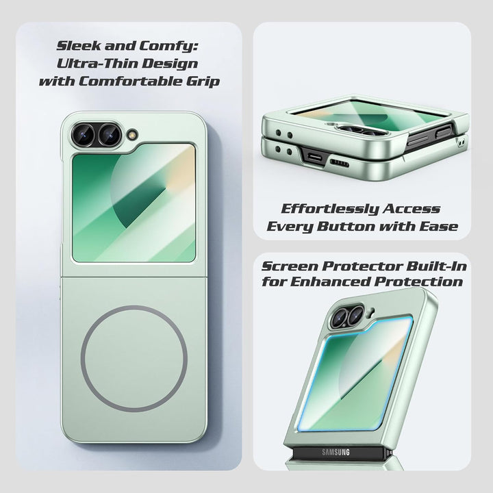Doeshine für Samsung Galaxy Z Flip 7 FE/Z Flip 6 Hülle Mag Safe, Displayschutzfolie, Ultra Dünn, Lig