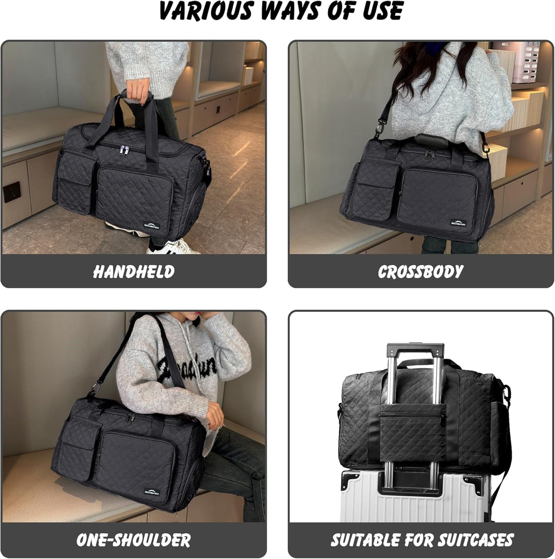 Sporttasche Damen，Reisetasche mit Nassfach und Schuhfach Wasserdichter Handgepäck Tasche, Weekender