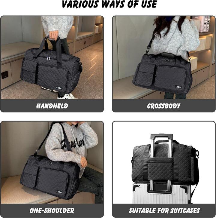 Sporttasche Damen，Reisetasche mit Nassfach und Schuhfach Wasserdichter Handgepäck Tasche, Weekender