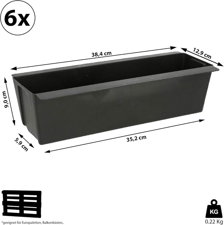 Cepewa Pflanzkasten passend für Europaletten 6er Set aus Kunststoff Pflanzkübel Breite 38 cm (1 x 6e
