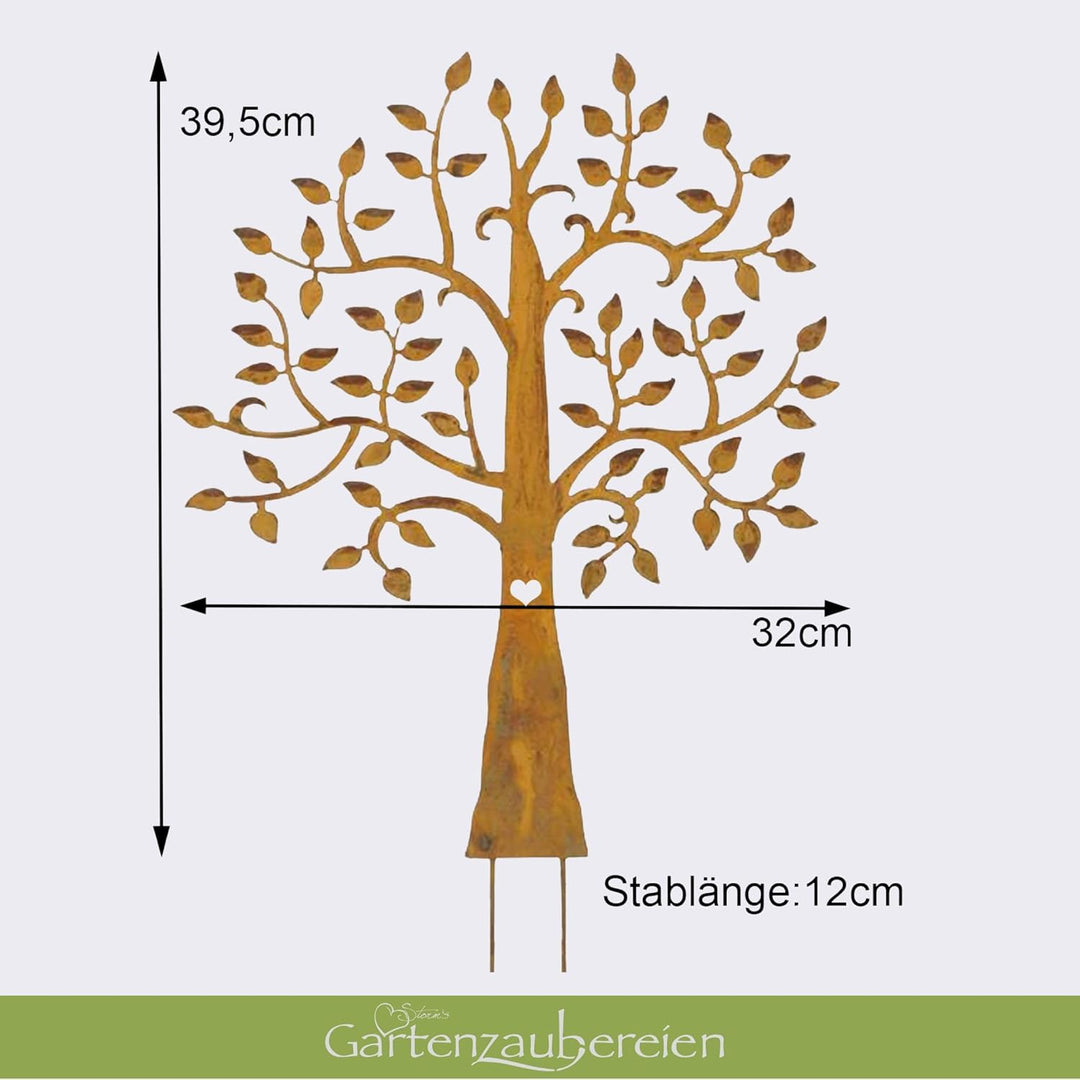 Gartenstecker Lebensbaum Edelrost 39cm als Gartendeko zum Stecken in Rostoptik