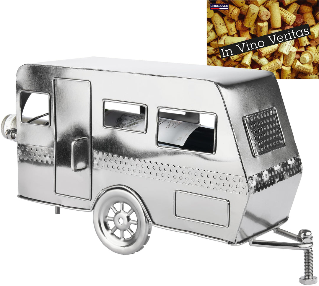 BRUBAKER Weinflaschenhalter Wohnwagen - Metall Flaschenhalter Camping - Wein Geschenk für Camper - F