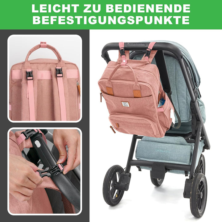 Brisby Wickelrucksack gross - Wickeltasche kinderwagen mit isoliertes Frontfach, Babytasche mit Wick