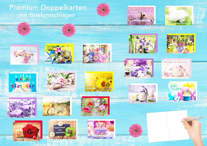 Edition Seidel Set 40 exklusive Premium Geburtstagskarten mit Briefumschlag. Glückwunschkarte Grussk