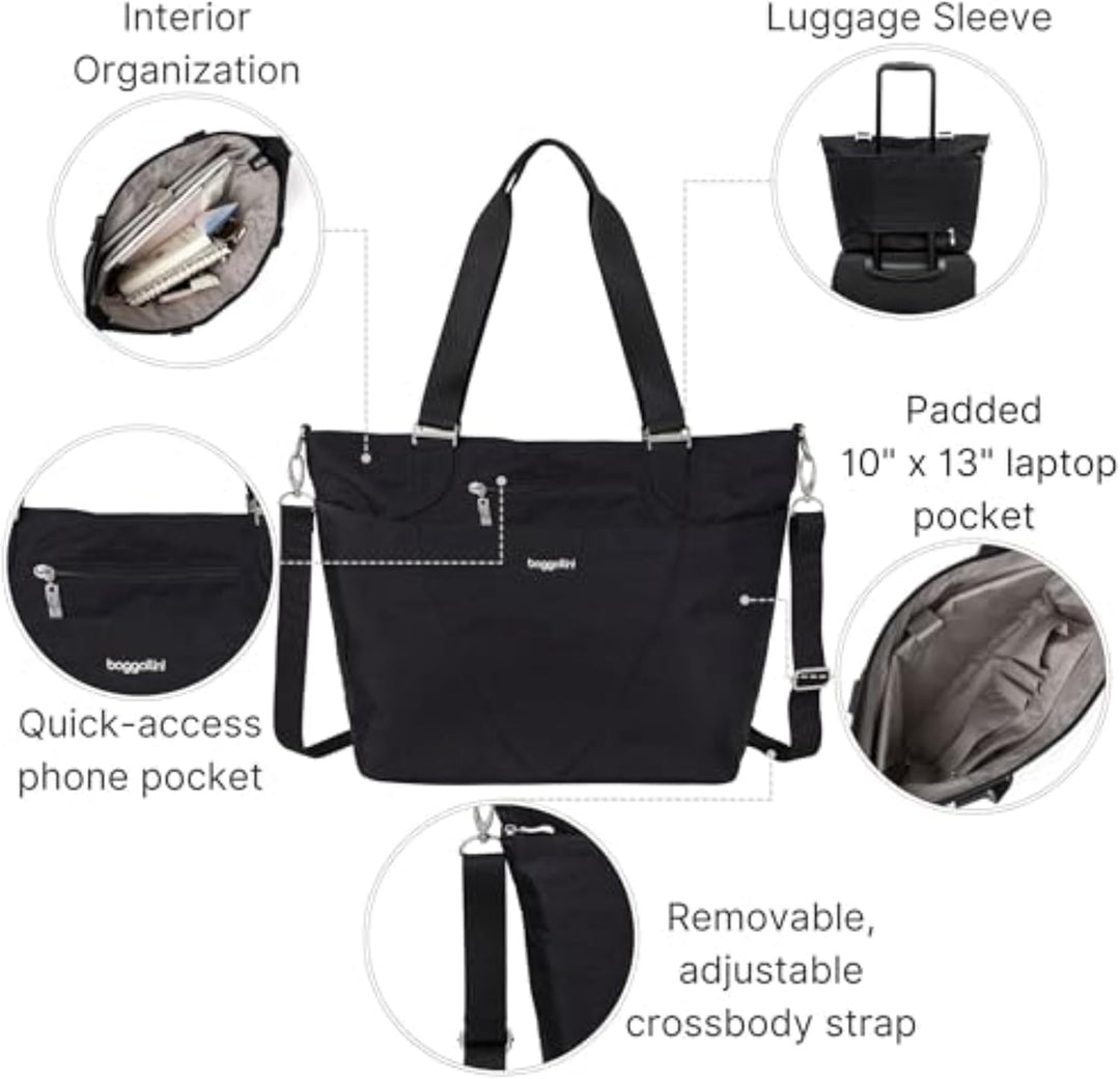 Baggallini Avenue Tote Top Handle Bag Schwarz, Schwarz