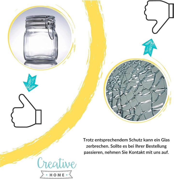 Creative Home 10 x Einmachgläser mit Bügelverschluss | 500ml x 10 Teilig | Vorratsgläser mit Deckel