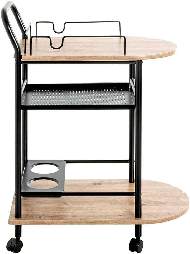 HAKU Küchenwagen Eiche hell, schwarz, MDF, Metall - Masse: B 65 x H 83 x T 35 cm, Style: Modern