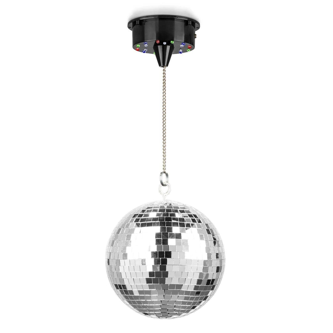 Fuzzix MB20ML - Discokugel mit Motor und LED, 20 cm Diskokugel mit Antrieb, Batterie, Disco Ball, Sp