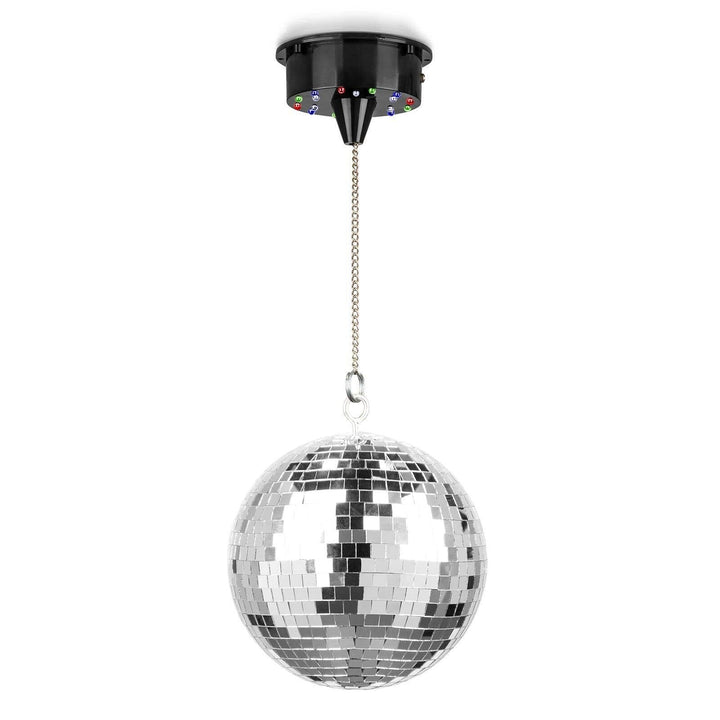 Fuzzix MB20ML - Discokugel mit Motor und LED, 20 cm Diskokugel mit Antrieb, Batterie, Disco Ball, Sp