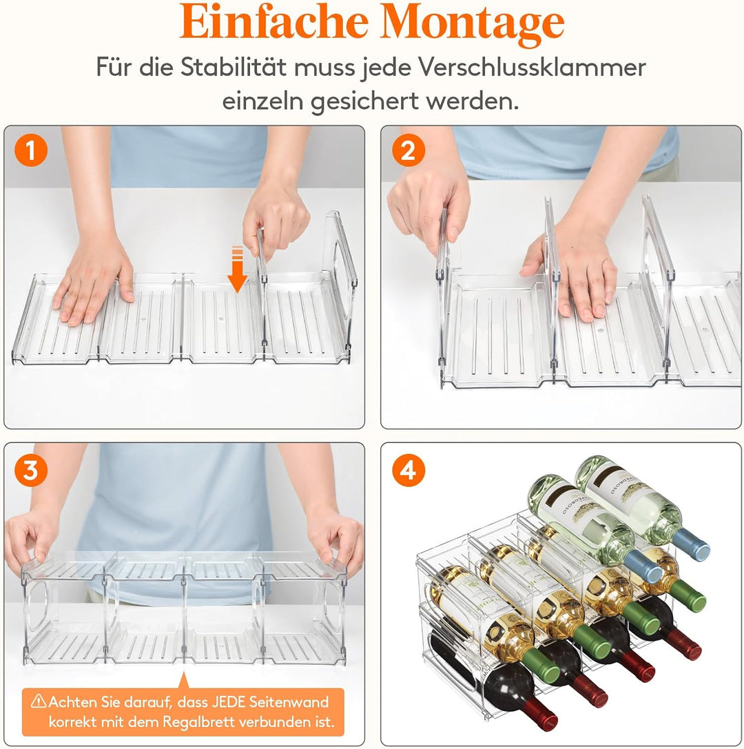 Lifewit Flaschenregal Stapelbar für 12 Flaschen, Kunststoff Weinregal für Kühlschrank Schrank Arbeit