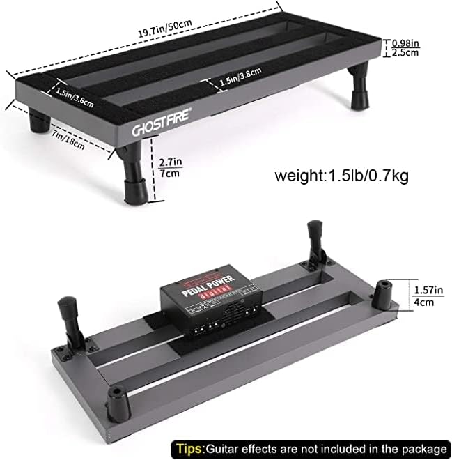 Ghost Fire Guitar Pedal Board 1.1ib Aluminum Super light Effect Pedalboard with Carry Bag (19.7''x7'