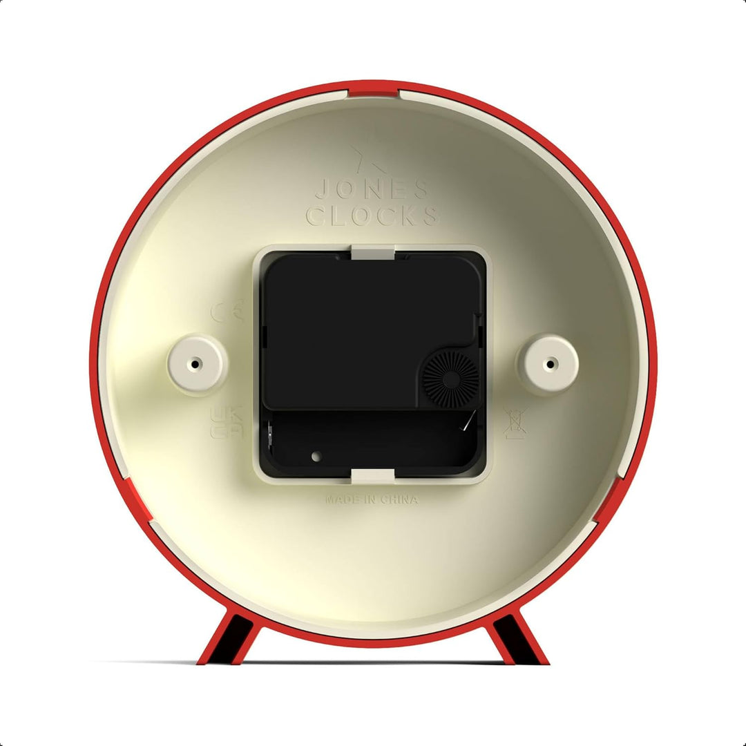 JONES CLOCKS® Venus schreibtischuhr | Modernes rundes Design | Rot | Stilvoller retrolook für Regal,
