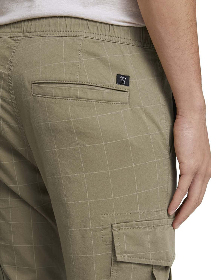 TOM TAILOR Denim Herren Cargo Hose M 27705 - Khaki Soft Check Print, M 27705 - Khaki Soft Check Prin